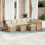 vidaXL Set canapele de grădină cu perne, 10 piese, bej, poliratan 3260630