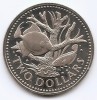 Barbados 2 Dollars 1975 - Elizabeth II (Coral) Cupru-nichel, 37mm KM-15 aUNC, America de Nord