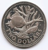 Barbados 2 Dollars 1975 - Elizabeth II (Coral) Cupru-nichel, 37mm KM-15 aUNC, America de Nord