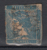 Austria 1851 Merkur head for newspaper 0.6Kr blue used AM.299, Stampilat