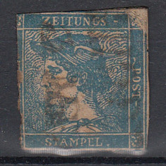 Austria 1851 Merkur head for newspaper 0.6Kr blue used AM.299