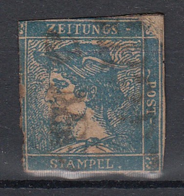 Austria 1851 Merkur head for newspaper 0.6Kr blue used AM.299 foto