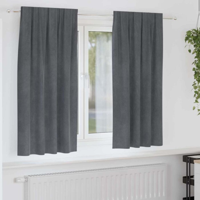 vidaXL Draperii opace cu bandă superioară, 2 buc., gri deschis, catifea