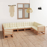 Set mobilier gradina, perne, 9 piese, maro miere lemn masiv pin GartenMobel Dekor, vidaXL