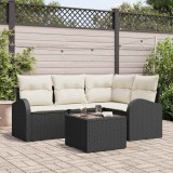 Cumpara ieftin Set de canapele pentru grădină 5 pcs Negru, alb Rattan poli