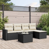 Cumpara ieftin Gossi set mobilier de gradina cu perne, 6 piese, negru, poliratan