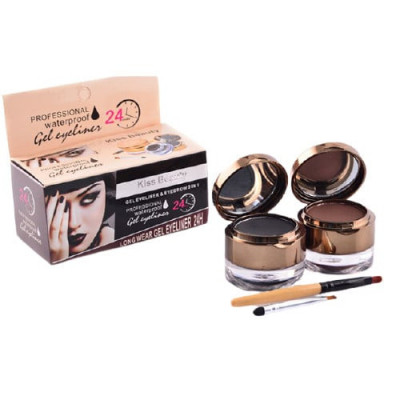 Set tus eyeliner gel + fard sprancene Kiss Beauty eyebrow&amp;amp;eyeliner gel foto