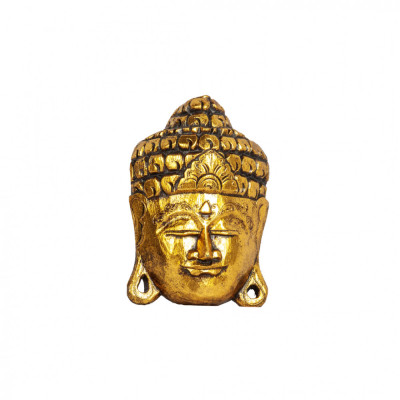 Masca decorativa din lemn tropical Serenity Buddha Gold, Tip I foto