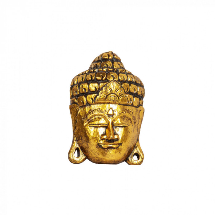 Masca decorativa din lemn tropical Serenity Buddha Gold, Tip I