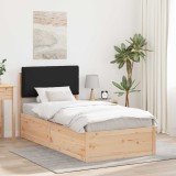 vidaXL Cadru de pat cu tăblie tapițată cu headboard Negru 80 x 200 cm 877591