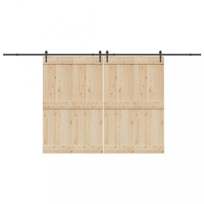 vidaXL Set feronerie pentru uși glisante, negru, 427 cm, oțel foto