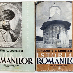 ISTORIA ROMANILOR , VOL. II ( PARTEA I SI a II a ) de CONSTANTIN C. GIURESCU , 1943,