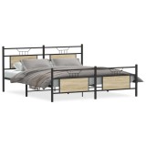 Cumpara ieftin Cadru de pat metalic fara saltea, stejar sonoma, 183x213 cm