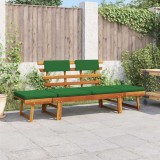 VidaXL Bancă de grădină cu perne 2-&icirc;n-1, 190 cm, lemn masiv acacia 312121