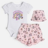 Set de Vară Unicorn Alb și Roz pentru Bebeluși - 3 Piese, CMCLASS