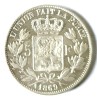 Belgia 5 Franci 1869 Argint AUNC UNC, Fara Punct dupa F (5F), Moneda Argint Belgia