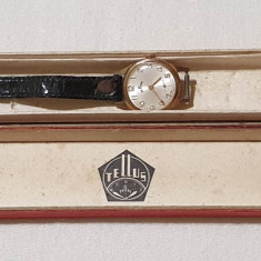 TELLUS ceas de dama PLACAT cu AUR, mecanic functional insotit de cutia originala