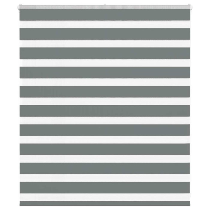 Jaluzea tip zebra gri &icirc;nchis lățime țesătură 130,9 cm poliester