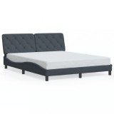 Gossi cadru de pat cu lumini led, gri inchis, 160x200 cm, catifea
