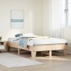 Cadru Pat Gossi 135x190 cm, Lemn Masiv Pin, Fără Saltea - Stil Rustic, Natural