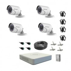 Kit complet - Sistem Supraveghere Video UltraHD HIKVISION - 4 camere 5MP - HDD si accesorii