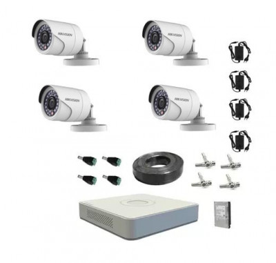 Kit complet - Sistem Supraveghere Video UltraHD HIKVISION - 4 camere 5MP - HDD si accesorii foto