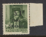 1945 Posta Salajului timbru local 5P/8f autentic MNH tiraj f redus margine coala, Nestampilat