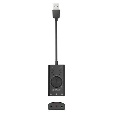 Placa de sunet externa 3.5 mm Jack microfon +2x 3.5 mm casti - USB 2.0 Orico SC2-BK foto