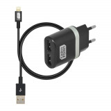 Incarcator priza retea, cu iesire 2x USB,iesire 5V 2.4V, cu cablu conector hibrid MicroUSB MFi Dock 8pin,, Carpoint