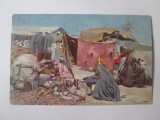 Carte postala Egipt-Targ(balci,iarmaroc) la Giza circulata 1907