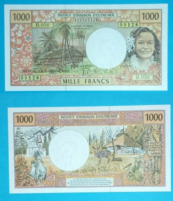Polinezia Franceza 1.000 Francs 1996 &amp;#039;Peisaj rural&amp;#039; UNC serie: B.050 09128 p2 foto