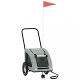 Cumpara ieftin Remorca de bicicleta animale companie, gri, textil oxford/fier