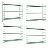 Set 4 buc raft perete Str&auml;ngn&auml;s 50x60x15cm otel verde pastel [en.casa] HausGarden Leisure