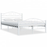 Cadru de pat, alb, 120 x 200 cm, metal, Cires, Dublu, Cu polite semirotunde, vidaXL