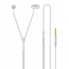 Casti Audio Handsfree Zipper White in-Ear cu Dop foto