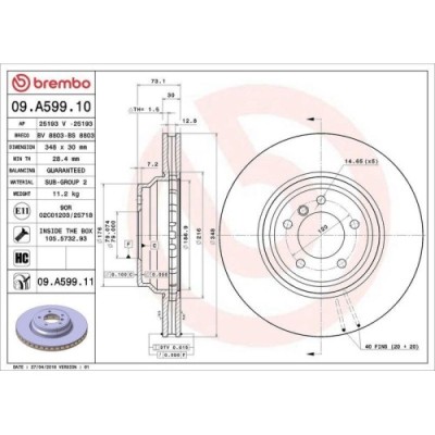 Set disc frana BMW 3 (E90) 02.04-02.12, 3 Convertible (E93) 05.06-12.13, 3 Coupe (E92) 01.05-12.13, 3 Touring (E91) 12.04-12.12, X1 (E84) 03.09-06.15 foto