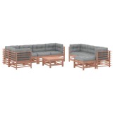 Set mobilier de gradina cu perne, 10 piese, lemn masiv douglas