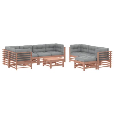 Set mobilier de gradina cu perne, 10 piese, lemn masiv douglas foto