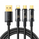 Cablu USB Joyroom 3in1 - USB Tip C / Lightning / Micro USB 3,5 A 1,2 M Negru (S-1T3015A5) S-1T3015A5 1.2M BLACK