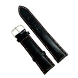 Curea Ceas Piele Naturala Neagra Cusatura Orange 12mm 14mm 16mm 18mm 20mm 22mm