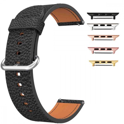 Curea piele, compatibila Apple Watch 9|8|7|6|5|4|3|2|1 Series, 49mm|45mm|44mm|42mm,Size S, Negru foto