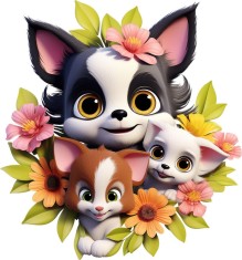 Sticker decorativ Catelusi, Negru, 64 cm, 7994ST-2 foto
