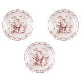 Set 3 farfurii portelan bej rosu Ren &Oslash; 20x2 cm