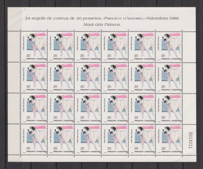 PRINCIPAT DE ANDORA 1988 FAUNA CAINI KB MI. 202 MNH