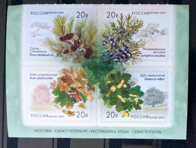 Rusia 2015 Flori, plante, flori de arbori, Flora serie auto -adeziv nestampilat foto