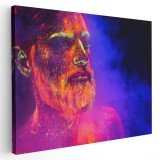 Tablou barbat in pudra fluorescenta si lumina neon Tablou canvas pe panza CU RAMA 60x90 cm