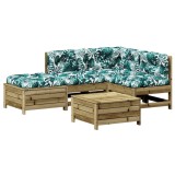 Set mobilier de gradina cu perne, 5 piese, lemn de pin tratat