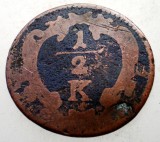 G.325 AUSTRIA FRANZ I 1/2 KREUZER ND FALS DE EPOCA, Europa, Cupru (arama)