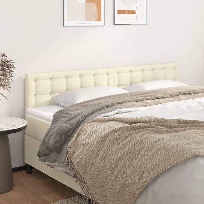 Tăblii de pat, 2 buc., crem, 80x5x78/88 cm, piele ecologică