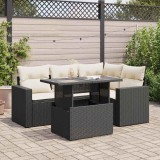 vidaXL Set mobilier de grădină cu perne, 5 piese, negru, poliratan 3326307